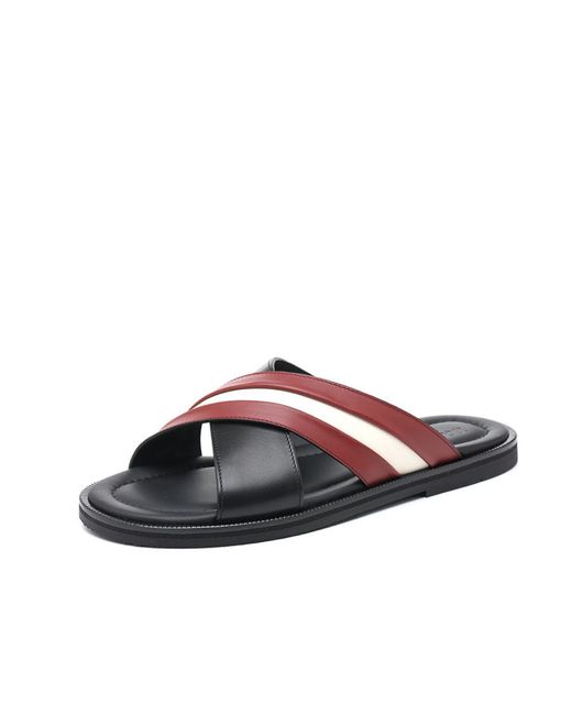 Bally Brown Striped Slippers for men