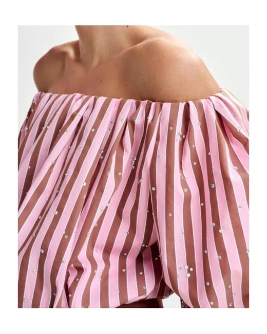 Essentiel Antwerp Red Striped Embellished Blouse