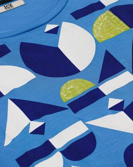 Iceberg Blue Printed Sleeveless T-Shirt