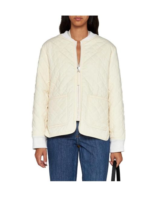 A.P.C. White Elea Quilted Bomber Jacket