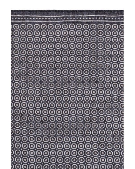 Eleventy Gray Geometric-Print Pocket Square for men