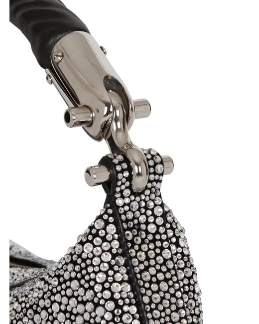 Balmain Gray Ebene Embellished Mini Hand Bag