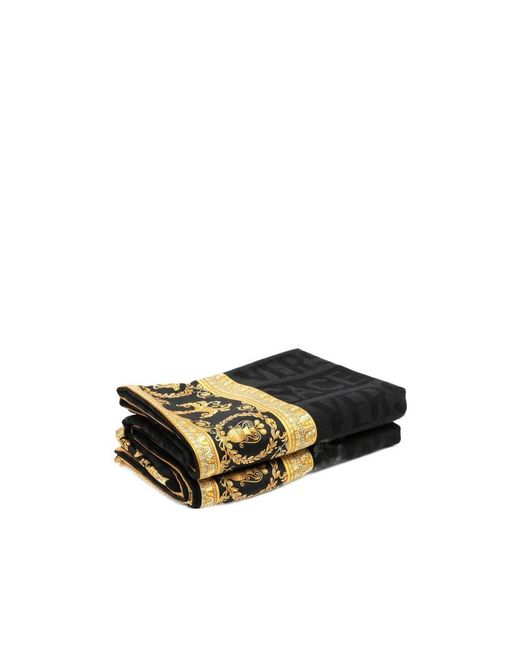 Versace Black Baroque-Print Blanket for men