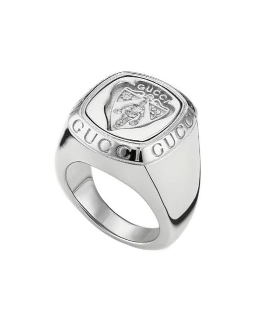 Gucci White Crest Signet Ring for men