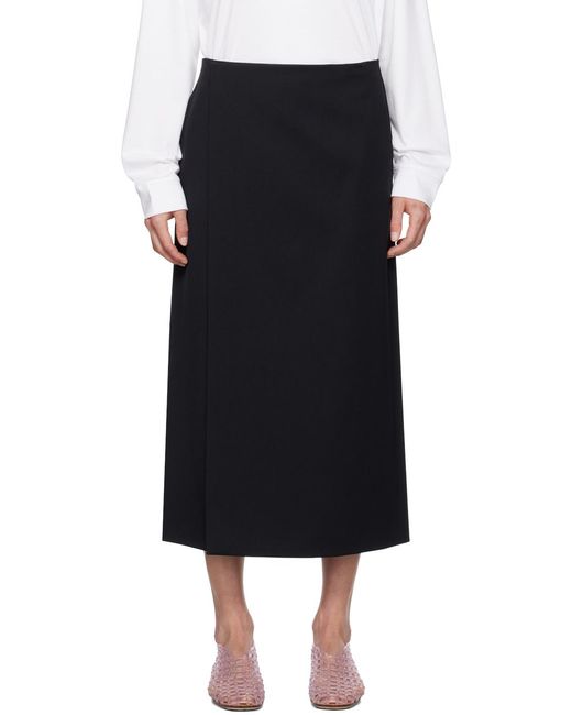 The Row Black Kavi Straight Hem Midi Skirt