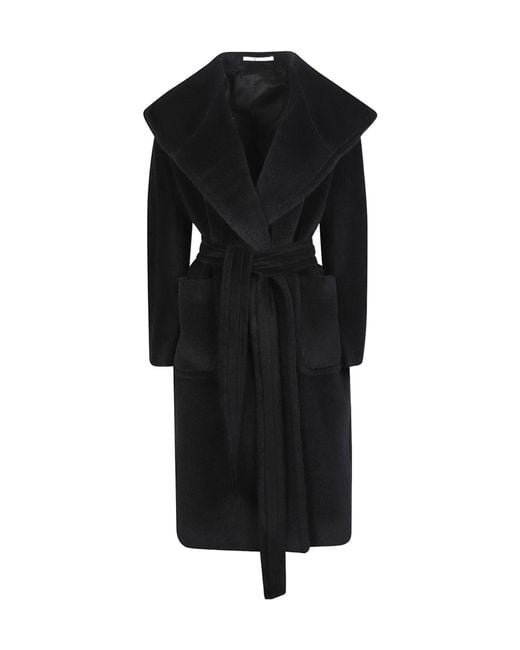 Tagliatore Black Daisy Belted Coat