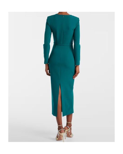 Roland Mouret Green Belted Crêpe Midi Dress