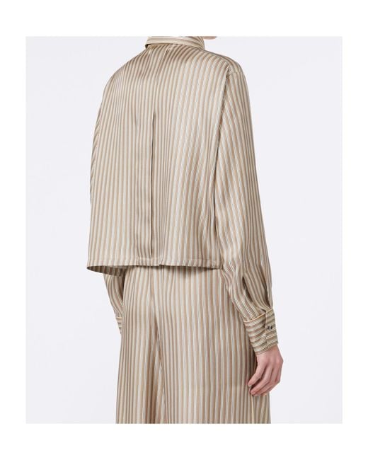 Max Mara Natural Printed Silk Cropped Shirt