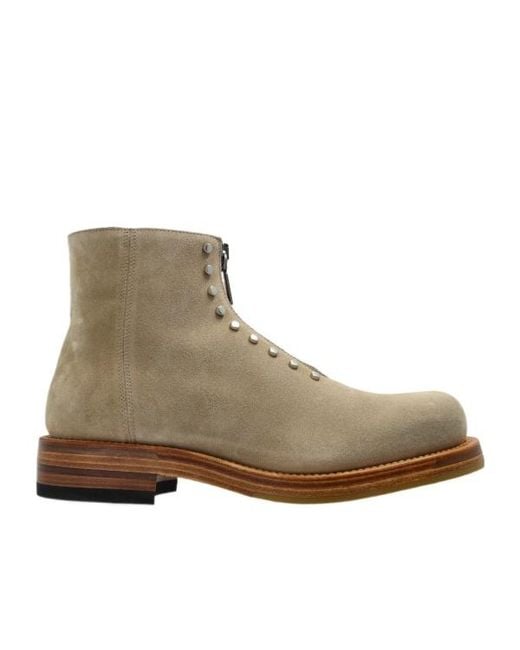 McQueen Brown Studded Zip-Detailed Ankle Boots for men
