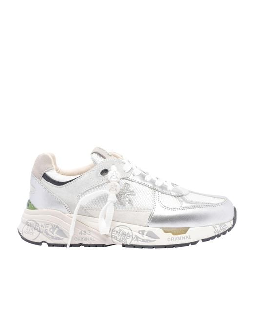 Premiata White Lace-Up Low-Cut Casual Shoes