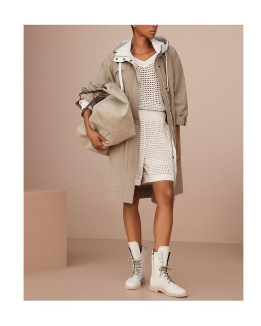 Brunello Cucinelli Natural Monili Hooded Outerwear Jacket
