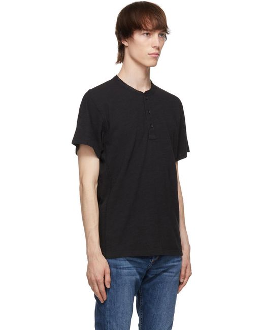 Rag & Bone Black Short-Sleeve Henley T-Shirt for men
