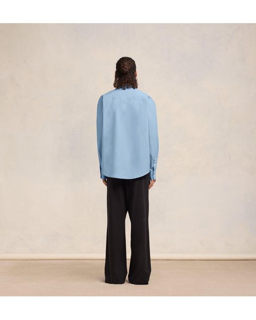 AMI Blue Ami De Coeur Embroidered Long-Sleeved Shirt for men