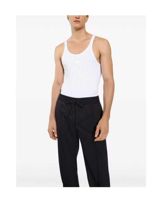 Dolce & Gabbana White Logo Patch Tank Top for men