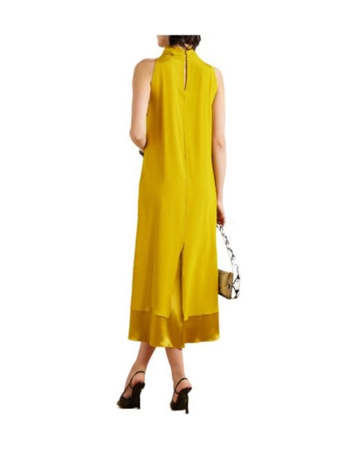 Altuzarra Yellow Noor Draped Silk-Satin Midi Dress