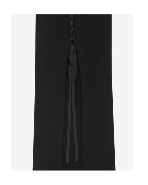 Saint Laurent Black Lace-Up Long-Sleeved Dress