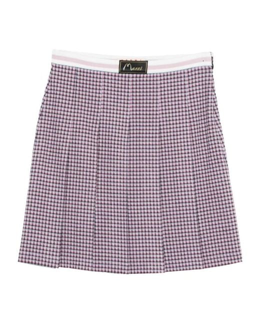 Marni Purple Check-Patten Pleated Skirt