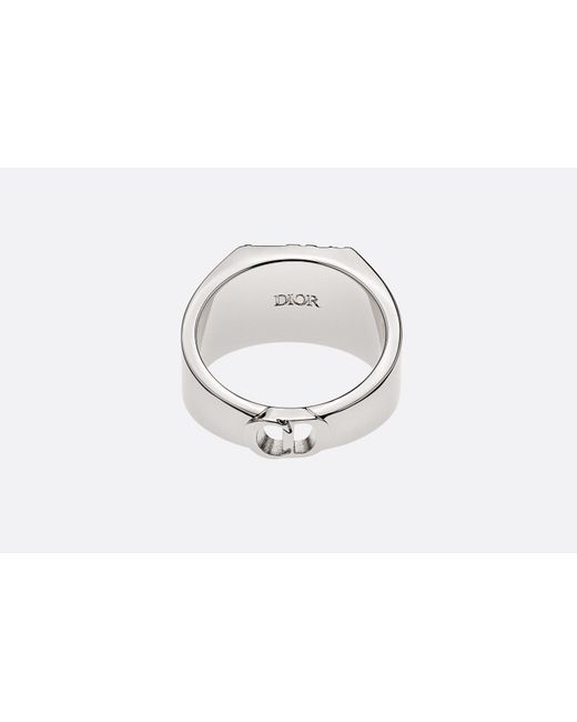 Dior White Oblique Signet Ring for men