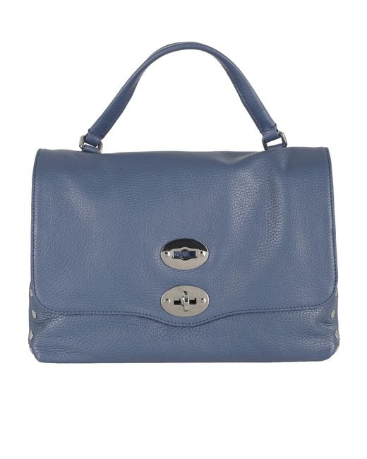 Zanellato Blue Postina Twist-Lock Small Top Handle Bag