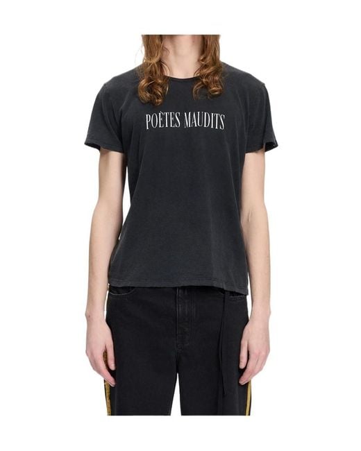 Ann Demeulemeester Black Slogan-Print Washed-Out T-Shirt for men