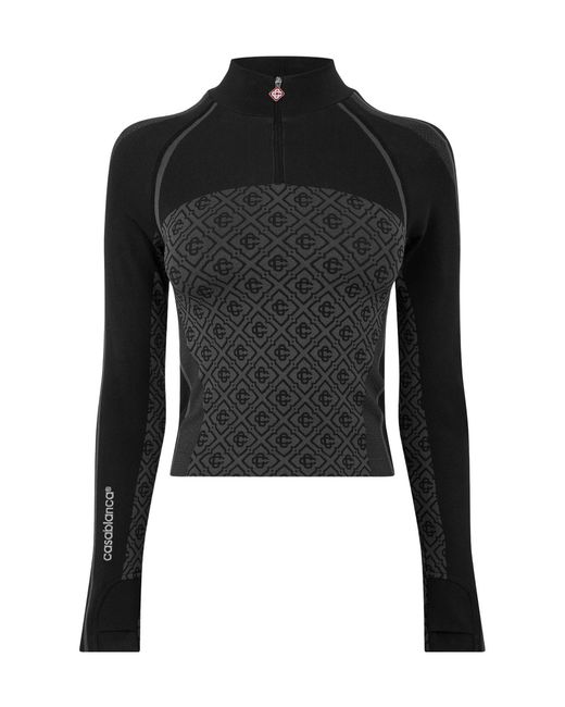 Casablanca Black Half-Zip Long-Sleeve T-Shirt