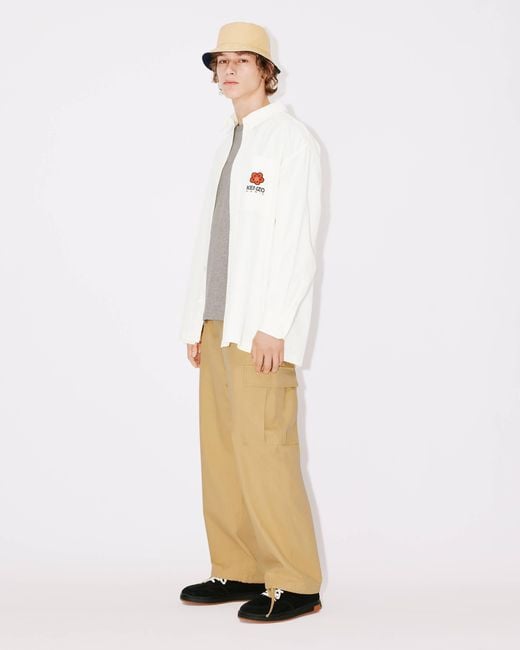 KENZO White Boke Flower Embroidered Buttoned Shirt for men