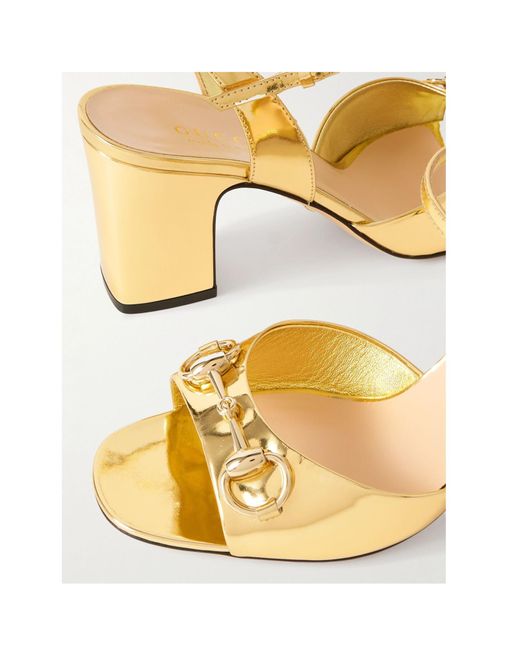 Gucci Metallic Square Toe High Heel Sandals