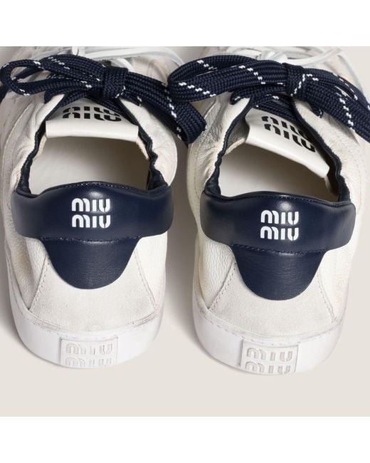 Miu Miu Blue Round-Toe Lace-Up Sneakers