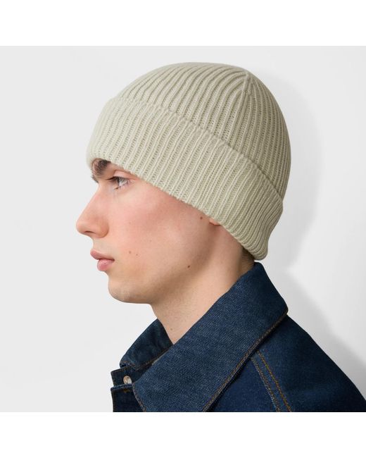 Burberry White Logo Embroidered Ribbed-Knit Beanie for men