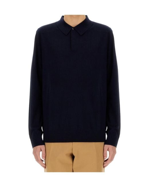 Paul Smith Black Long-Sleeve Knitted Polo Shirt for men