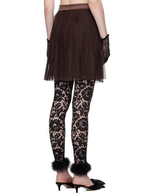 Valentino Brown Pleated Midi Skirt