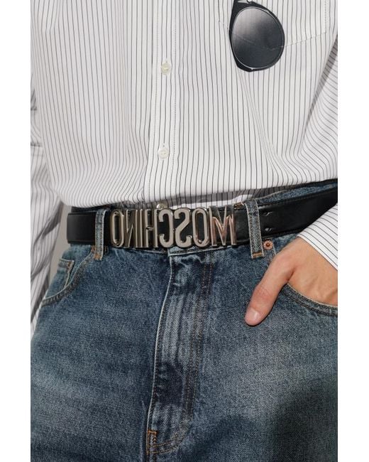 Moschino White Logo Belt for men