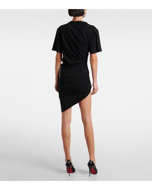 Mugler Black Draped Plain Knit Dress