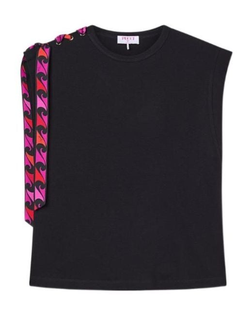 Emilio Pucci Black Pucci Foulard Detailed T-Shirt