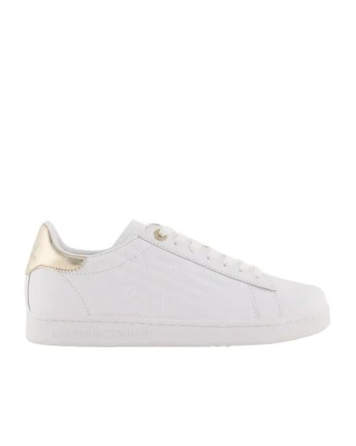 EA7 White Logo Embossed Classic Cc Sneakers for men