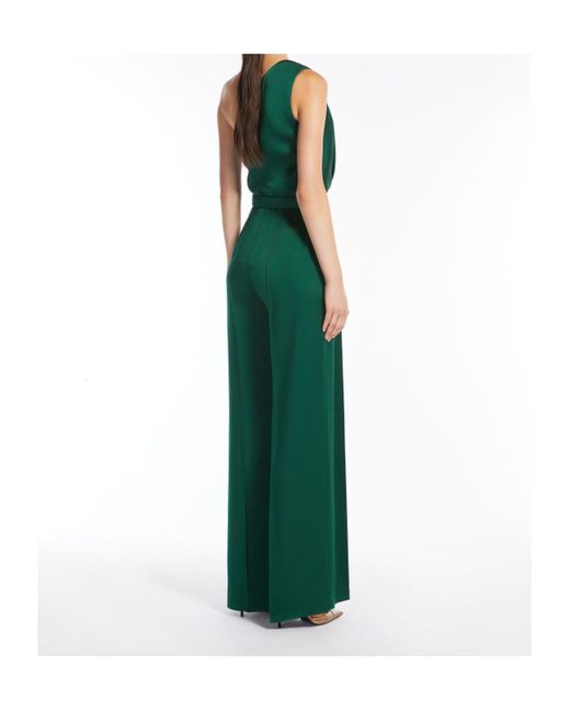 Max Mara Green Studio One Shoulder Satin Jumpsuit