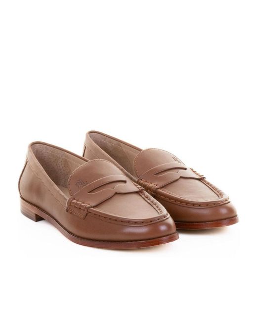 Ralph Lauren Brown Lauren Wynnie Slip-On Flats Loafers