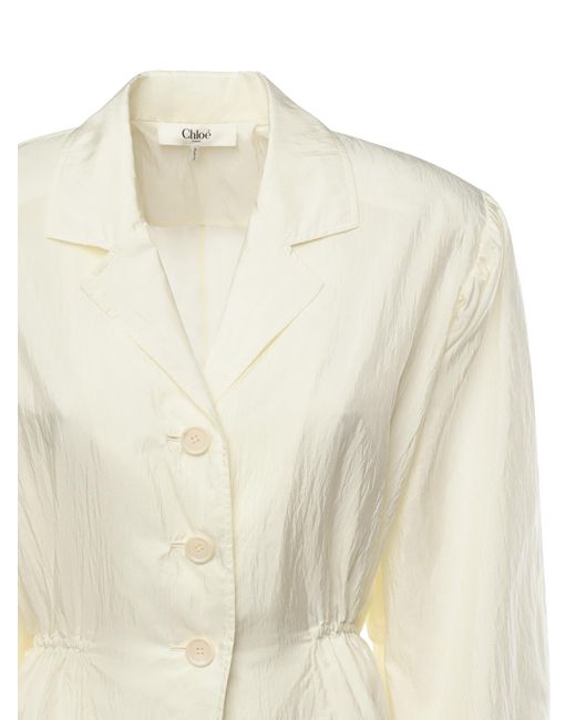 Chloé White Chloé Puffy Sleeved V-Neck Blouse