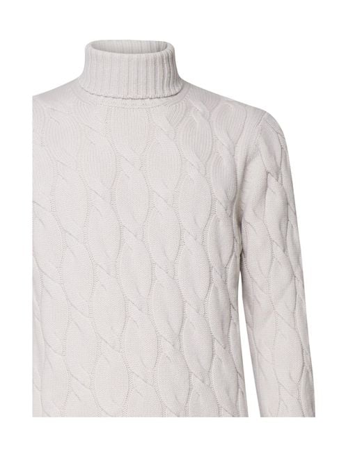 Giuliano Galiano White Braided High-Collar Knitwear for men