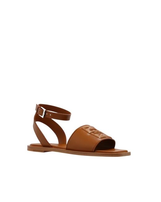 Givenchy Brown 4G Embossed Ankle Strap Sandals
