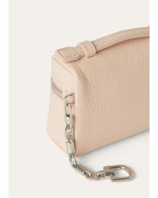 Loro Piana Natural Logo Zipper Key Bag