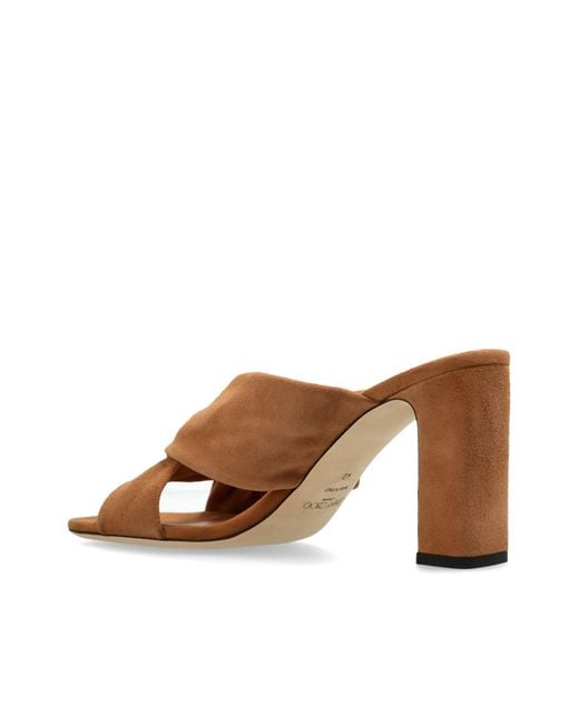 Jimmy Choo Brown Rafi 85 Embellished Mules