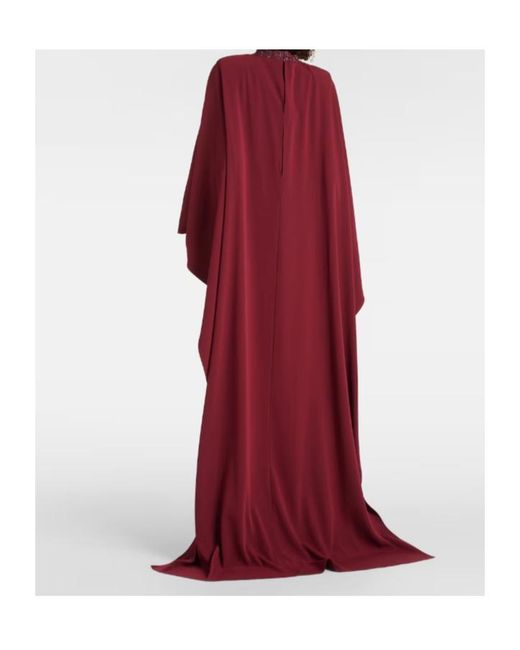 Roland Mouret Red Caped Crystal-Embellished Gown