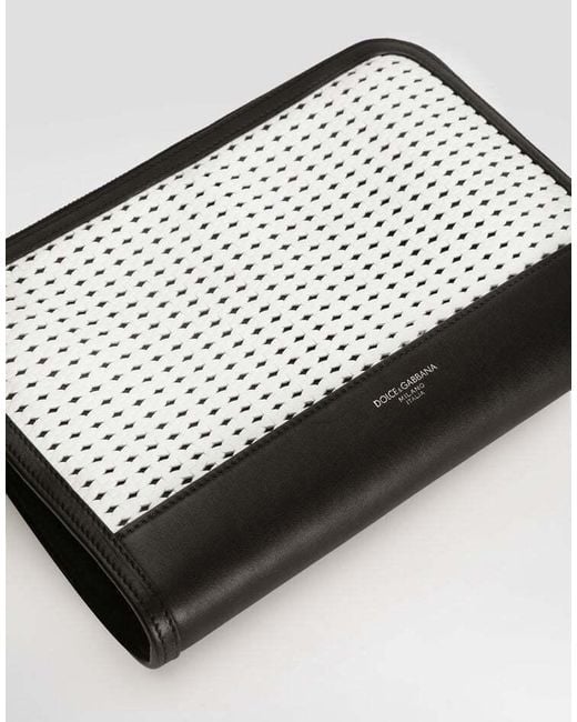 Dolce & Gabbana Black Woven Panel Wristlet Bag for men