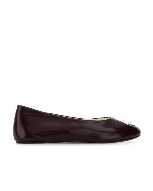 Tory Burch Brown Reva Leather Flat Pumps