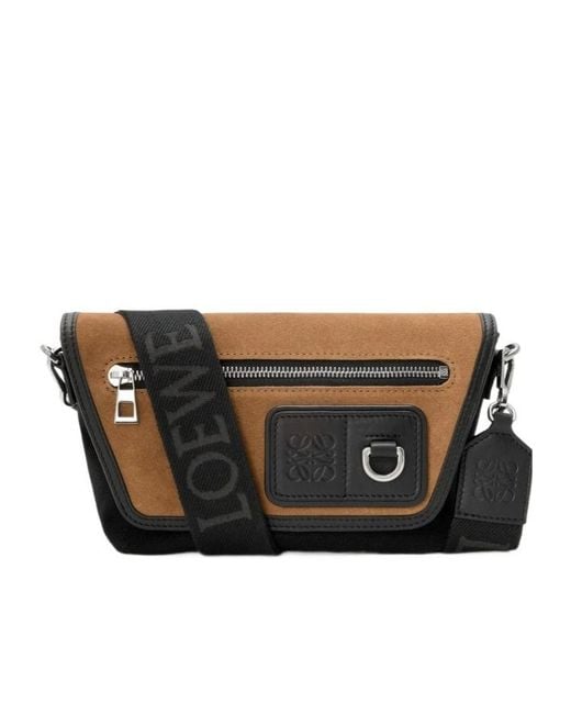Loewe Black Mini Flex Messenger Bag for men