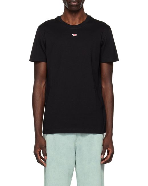 DIESEL Black T-Diegor-D Logo-Patch Crewneck T-Shirt for men