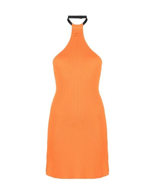 Courreges Orange Ribbed Halterneck Minidress