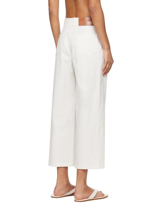 Staud White Belt-Loop Casual Pants