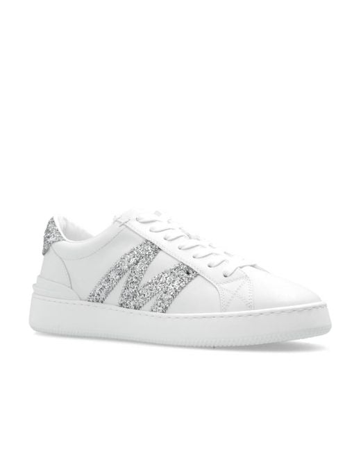 Moncler White Monaco Embellished Low-Top Sneakers